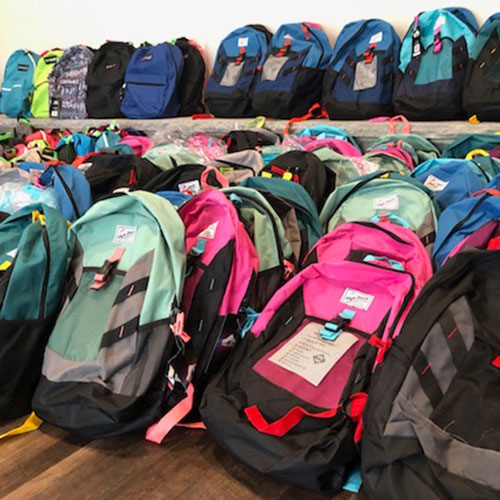Backpacks filled with school supplies